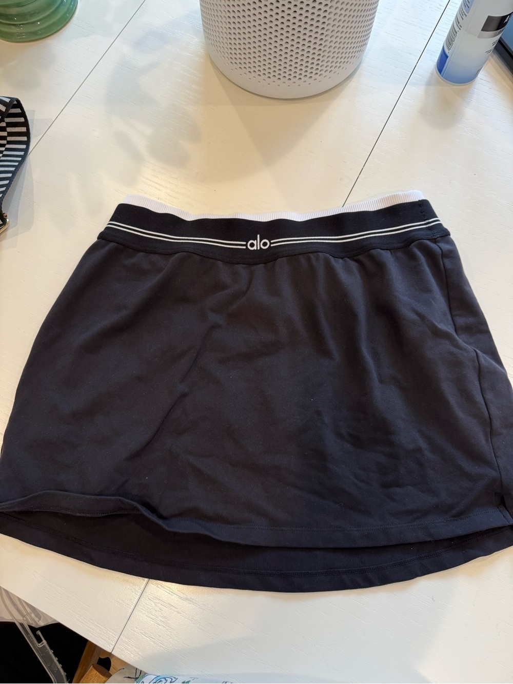 ALO Yoga Black Skater Skirt with Contrast Waistband